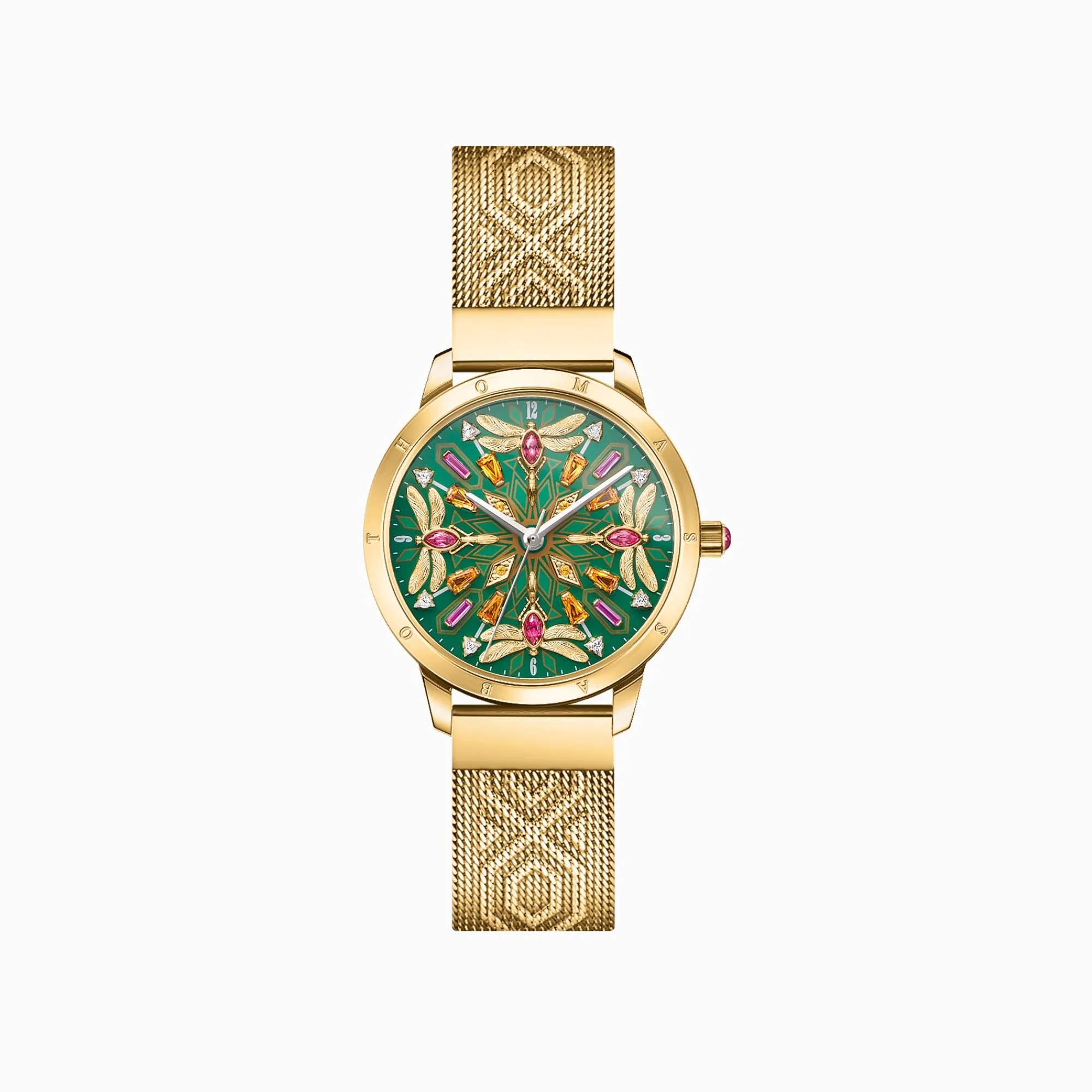 Women THOMAS SABO Watches|Ladies' Watches-Women’s watch kaleidoscope dragonfly green yellow gold-coloured