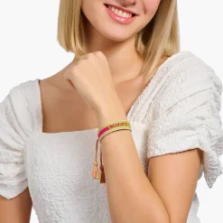 THOMAS SABO Accessories-Woven bracelet CHARMISTA in pink, green & orange