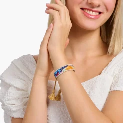 THOMAS SABO Accessories-Woven bracelet with ornaments in orange, dark blue, green & red