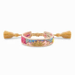 THOMAS SABO Accessories-Woven bracelet with various ornaments in pink, blue, green & gold
