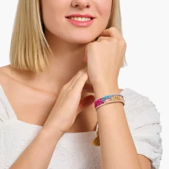 THOMAS SABO Accessories-Woven bracelet with various ornaments in pink, blue, green & gold