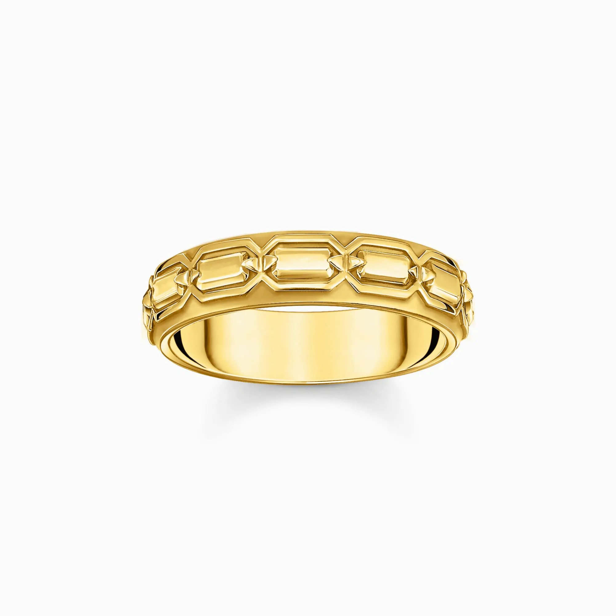 Women THOMAS SABO Rings|18-Carat Gold-Plating - 925 Silver-Yellow-gold plated band ring with crocodile detailing