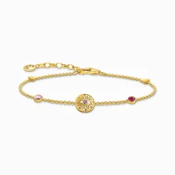 Women THOMAS SABO Bracelets|18-Carat Gold-Plating - 925 Silver-Yellow-gold plated bracelet with a sun coin and various stones