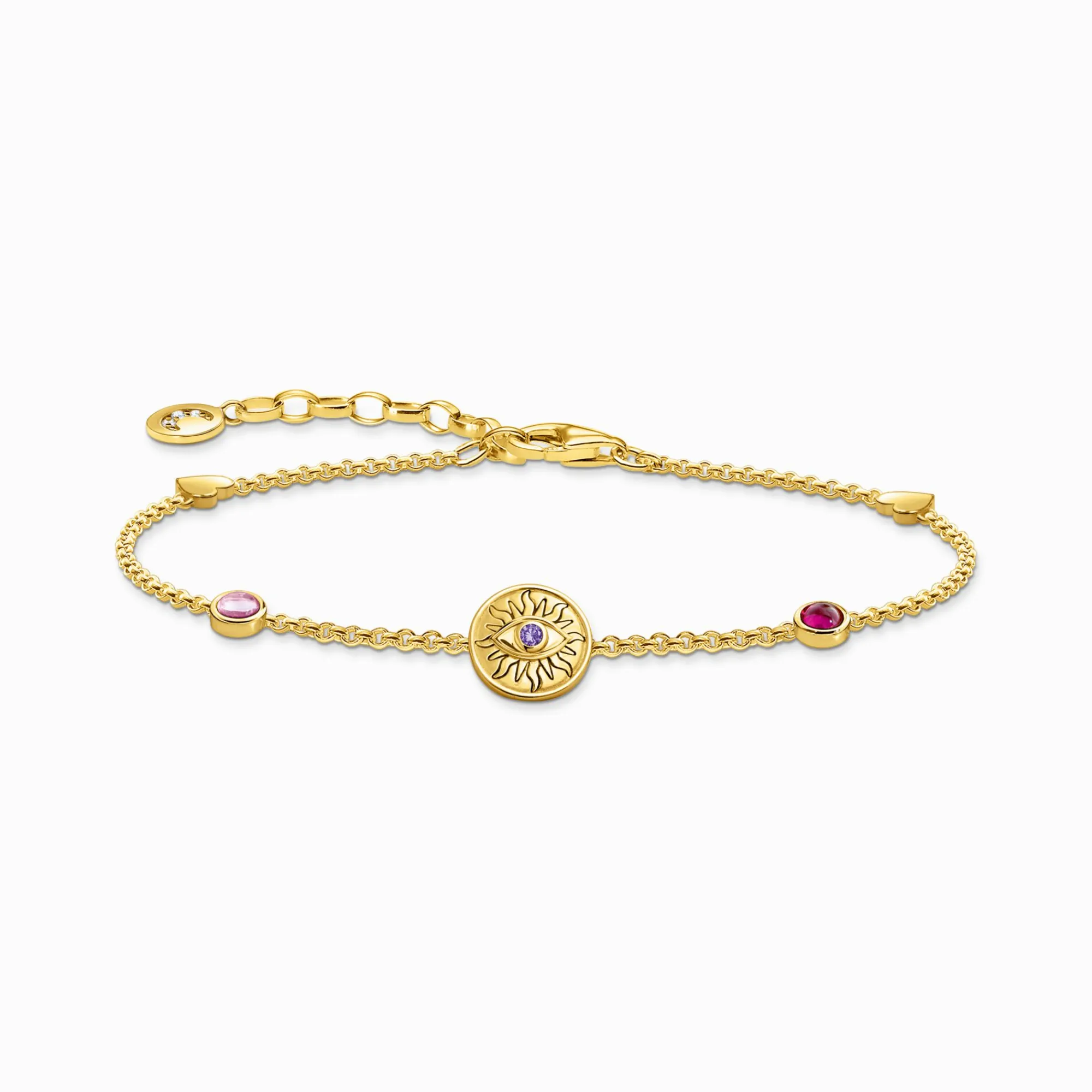 Women THOMAS SABO Bracelets|18-Carat Gold-Plating - 925 Silver-Yellow-gold plated bracelet with a sun coin and various stones