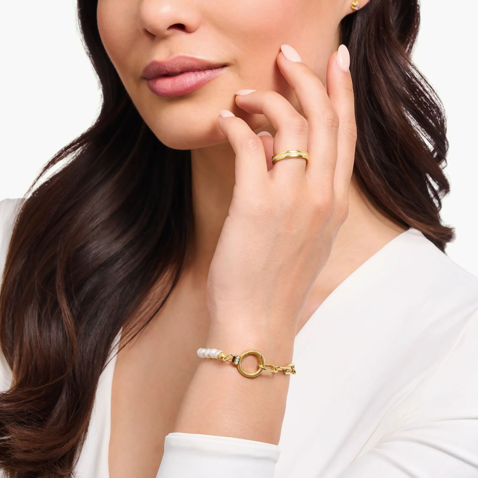 Women THOMAS SABO Bracelets-Yellow-gold plated bracelet with freshwater cultured pearls