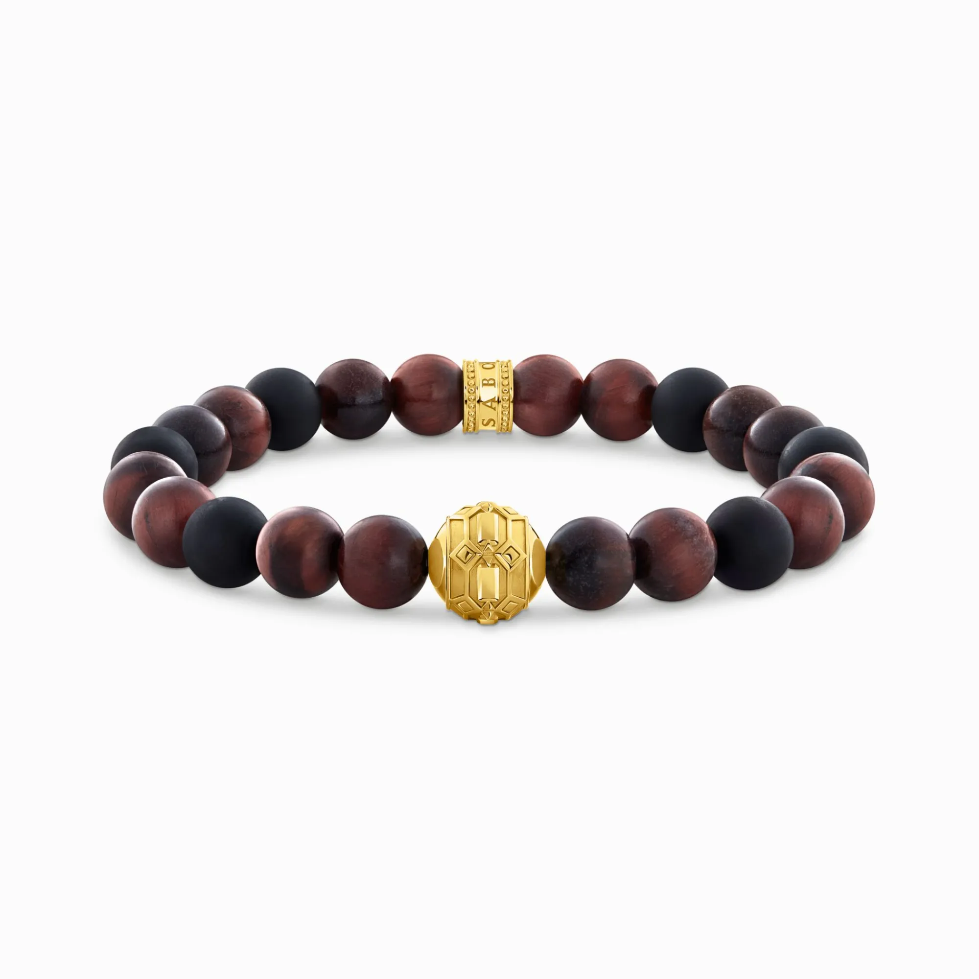 Women THOMAS SABO Bracelets|Bracelets-Yellow-gold plated bracelet with Obsidian and Red Tiger's Eye Beads