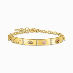 Women THOMAS SABO Bracelets|18-Carat Gold-Plating - 925 Silver-Yellow-gold plated bracelet with long bridge and various stones