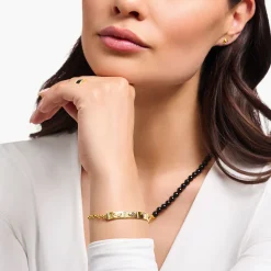 Women THOMAS SABO Bracelets|18-Carat Gold-Plating - 925 Silver-Yellow-gold plated bracelet with long bridge and various stones