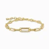 Women THOMAS SABO Bracelets|18-Carat Gold-Plating - 925 Silver-Yellow-gold plated link bracelet with anchor element and zirconia