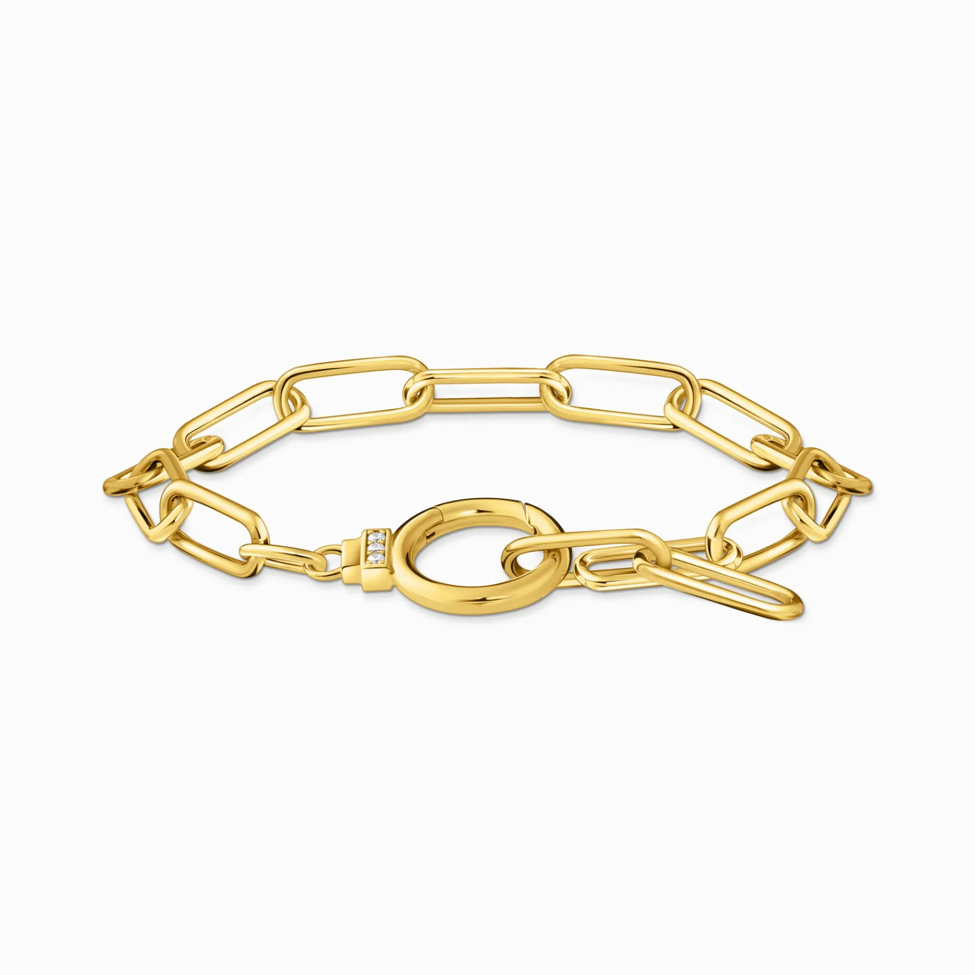 Women THOMAS SABO Bracelets|18-Carat Gold-Plating - 925 Silver-Yellow-gold plated link bracelet with zirconia and ring clasp