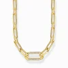Women THOMAS SABO Necklaces|18-Carat Gold-Plating - 925 Silver-Yellow-gold plated link necklace with anchor element and zirconia