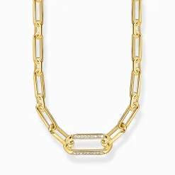 Women THOMAS SABO Necklaces|18-Carat Gold-Plating - 925 Silver-Yellow-gold plated link necklace with anchor element and zirconia