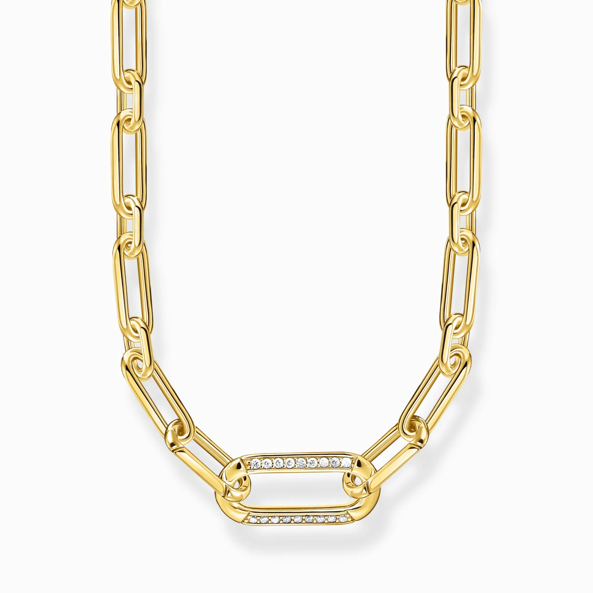 Women THOMAS SABO Necklaces|18-Carat Gold-Plating - 925 Silver-Yellow-gold plated link necklace with anchor element and zirconia
