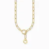 Women THOMAS SABO Necklaces|18-Carat Gold-Plating - 925 Silver-Yellow-gold plated link necklace with ring clasps and zirconia