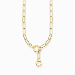 Women THOMAS SABO Necklaces|18-Carat Gold-Plating - 925 Silver-Yellow-gold plated link necklace with ring clasps and zirconia
