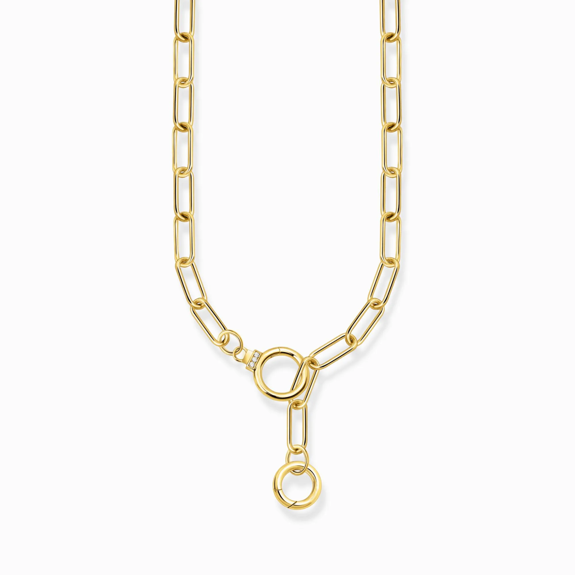 Women THOMAS SABO Necklaces|18-Carat Gold-Plating - 925 Silver-Yellow-gold plated link necklace with ring clasps and zirconia