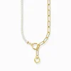 Women THOMAS SABO Necklaces|18-Carat Gold-Plating - 925 Silver-Yellow-gold plated necklace with freshwater pearls and zirconia