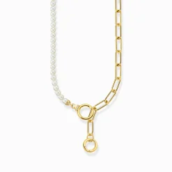 Women THOMAS SABO Necklaces|18-Carat Gold-Plating - 925 Silver-Yellow-gold plated necklace with freshwater pearls and zirconia