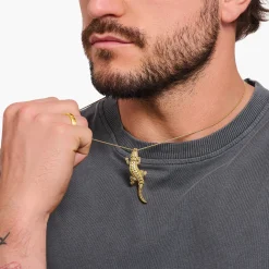 Women THOMAS SABO Pendants|18-Carat Gold-Plating - 925 Silver-Yellow-gold plated pendant in 3D crocodile design