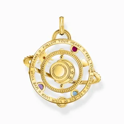 Women THOMAS SABO Pendants|18-Carat Gold-Plating - 925 Silver-Yellow-gold plated pendant with planetary ring and various stones