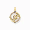 Women THOMAS SABO Pendants|18-Carat Gold-Plating - 925 Silver-Yellow-gold plated pendant with crescent moon and various stones