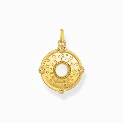 Women THOMAS SABO Pendants|18-Carat Gold-Plating - 925 Silver-Yellow-gold plated pendant with crescent moon and various stones