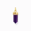 Women THOMAS SABO Pendants|18-Carat Gold-Plating - 925 Silver-Yellow-gold plated pendant with imitation amethyst