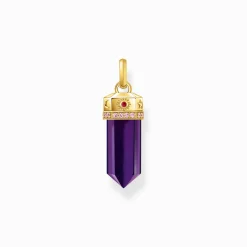 Women THOMAS SABO Pendants|18-Carat Gold-Plating - 925 Silver-Yellow-gold plated pendant with imitation amethyst