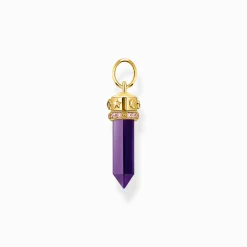 Women THOMAS SABO Pendants|18-Carat Gold-Plating - 925 Silver-Yellow-gold plated pendant with imitation amethyst