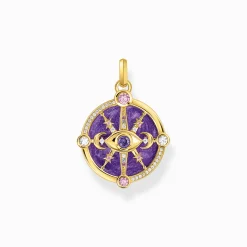 Women THOMAS SABO Pendants|18-Carat Gold-Plating - 925 Silver-Yellow-gold plated pendant with cold enamel and colourful stones