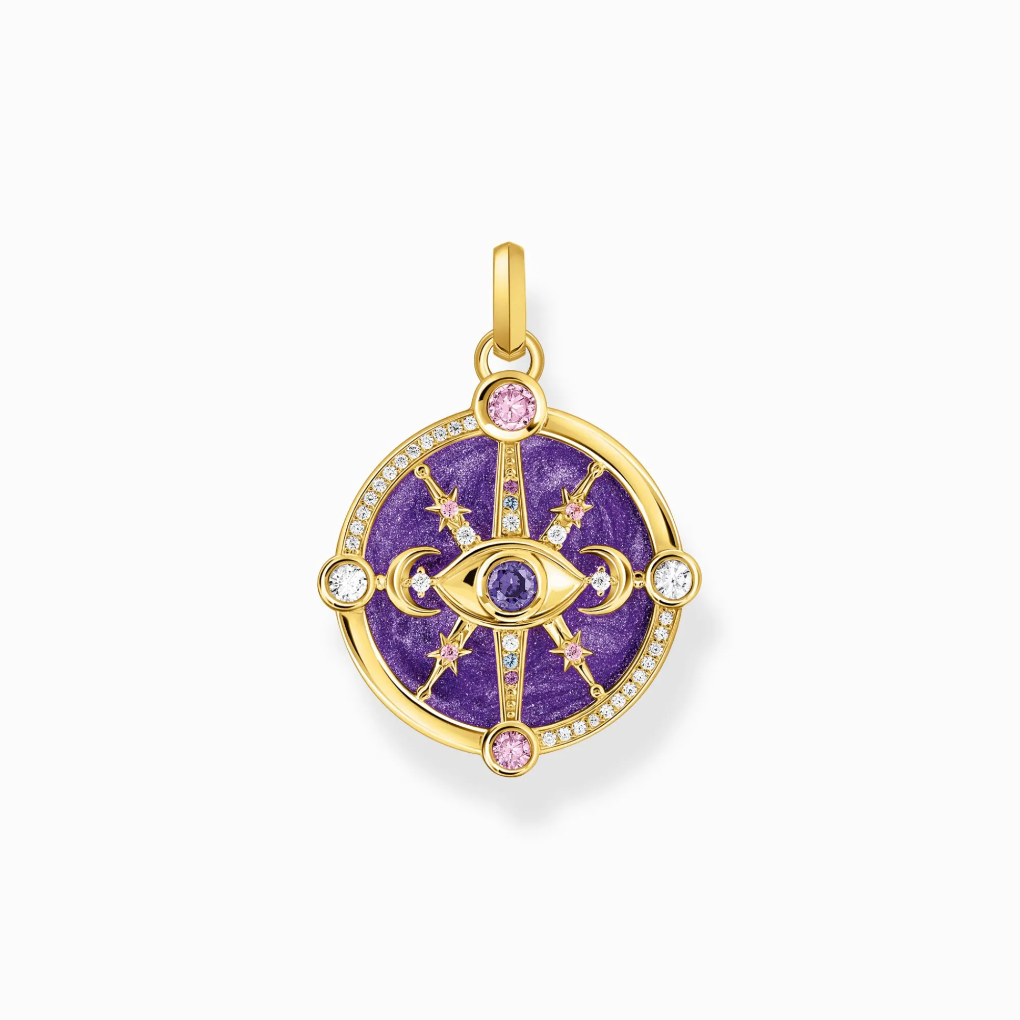 Women THOMAS SABO Pendants|18-Carat Gold-Plating - 925 Silver-Yellow-gold plated pendant with cold enamel and colourful stones