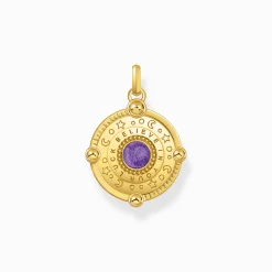 Women THOMAS SABO Pendants|18-Carat Gold-Plating - 925 Silver-Yellow-gold plated pendant with cold enamel and colourful stones