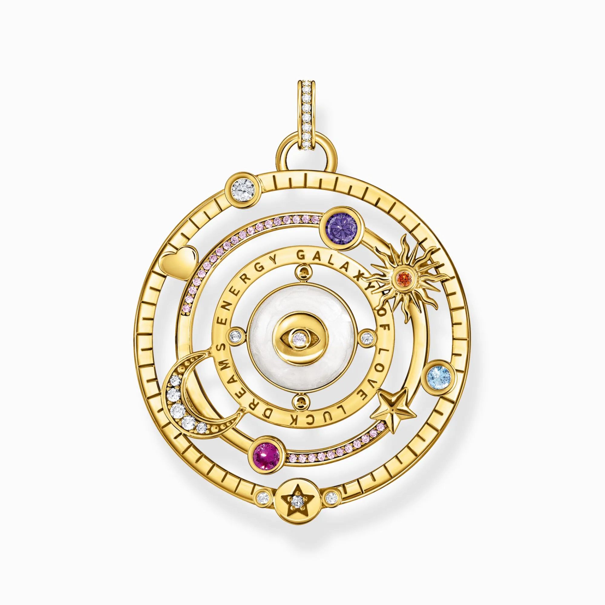 Women THOMAS SABO Pendants|18-Carat Gold-Plating - 925 Silver-Yellow-gold plated pendant with half-ball and colourful stones