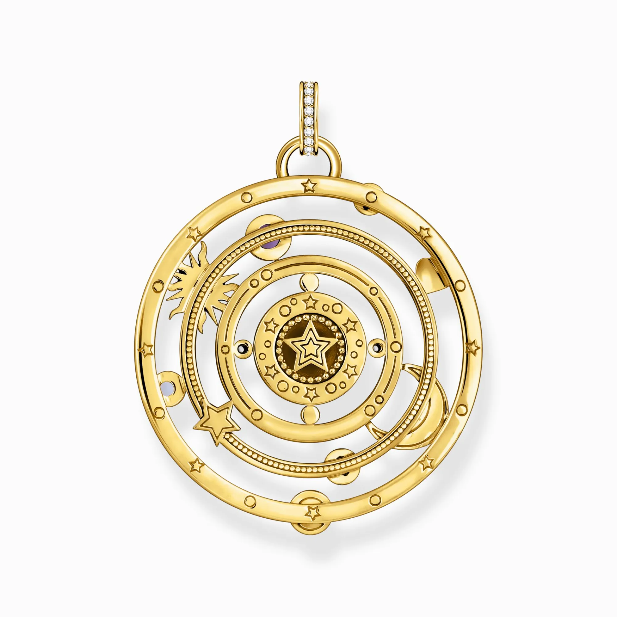 Women THOMAS SABO Pendants|18-Carat Gold-Plating - 925 Silver-Yellow-gold plated pendant with half-ball and colourful stones