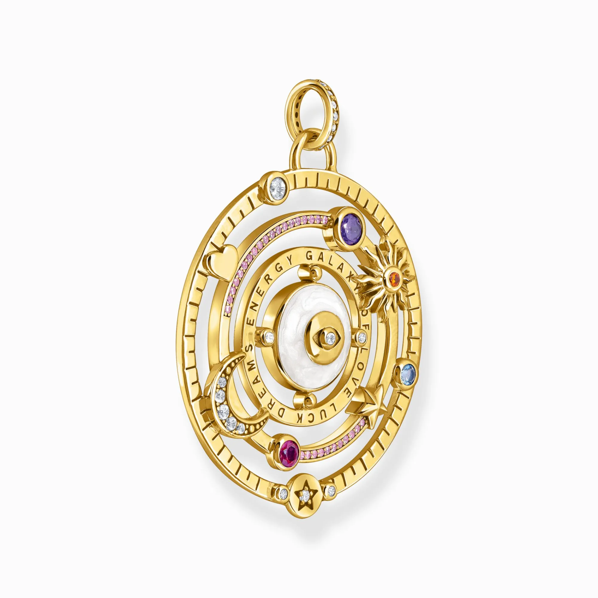 Women THOMAS SABO Pendants|18-Carat Gold-Plating - 925 Silver-Yellow-gold plated pendant with half-ball and colourful stones