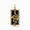 Women THOMAS SABO Pendants|18-Carat Gold-Plating - 925 Silver-Yellow-gold plated pendant with snake, cold enamel and stones