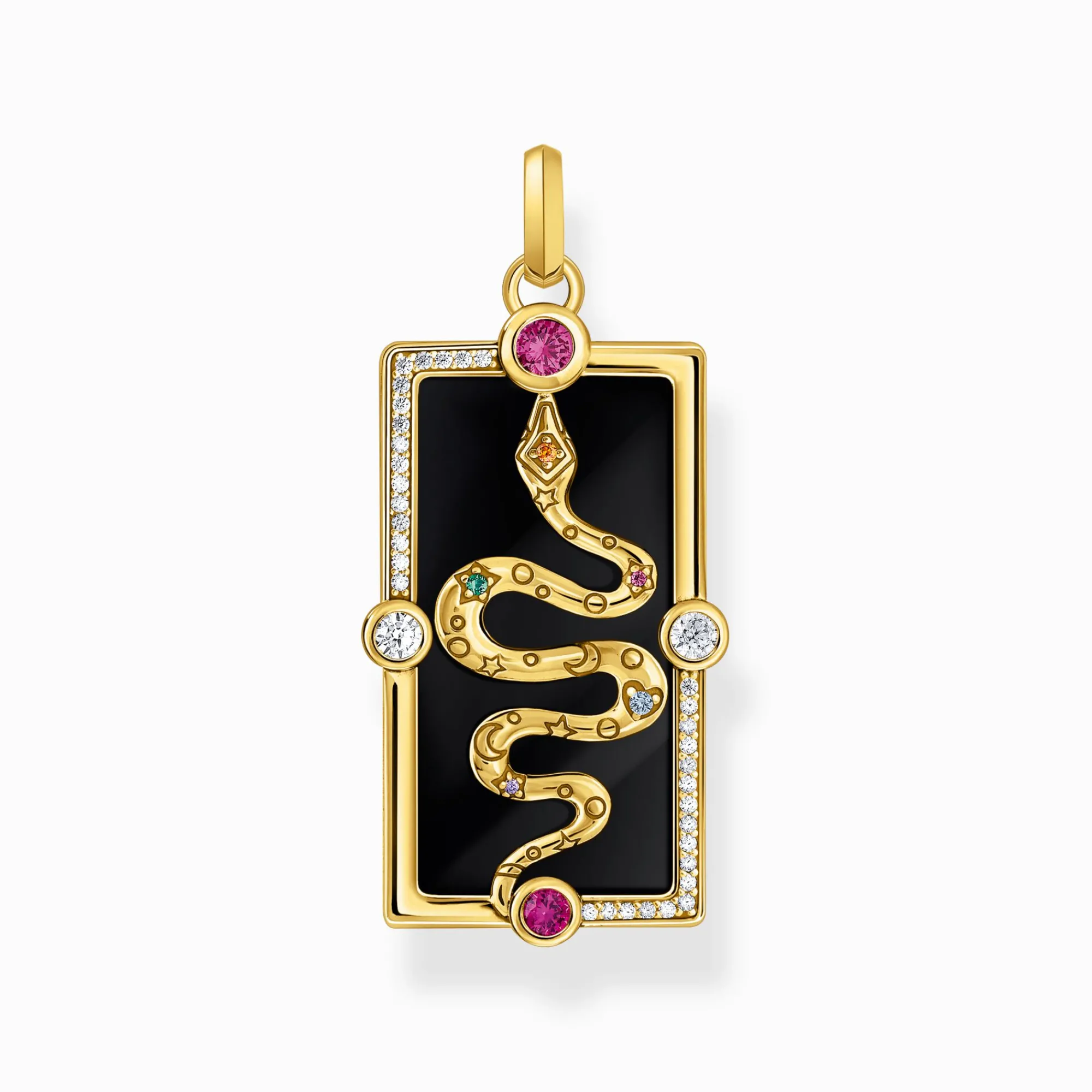 Women THOMAS SABO Pendants|18-Carat Gold-Plating - 925 Silver-Yellow-gold plated pendant with snake, cold enamel and stones