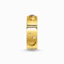 Women THOMAS SABO Rings|18-Carat Gold-Plating - 925 Silver-Yellow-gold plated ring with various cosmic motifs and stones