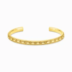 Women THOMAS SABO Bangles|18-Carat Gold-Plating - 925 Silver-Yellow-gold plated slim bangle with crocodile detailing