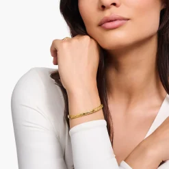 Women THOMAS SABO Bangles|18-Carat Gold-Plating - 925 Silver-Yellow-gold plated slim bangle with crocodile detailing