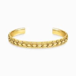 Women THOMAS SABO Bangles|18-Carat Gold-Plating - 925 Silver-Yellow-gold wide bangle with crocodile detailing