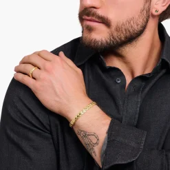 Women THOMAS SABO Bangles|18-Carat Gold-Plating - 925 Silver-Yellow-gold wide bangle with crocodile detailing